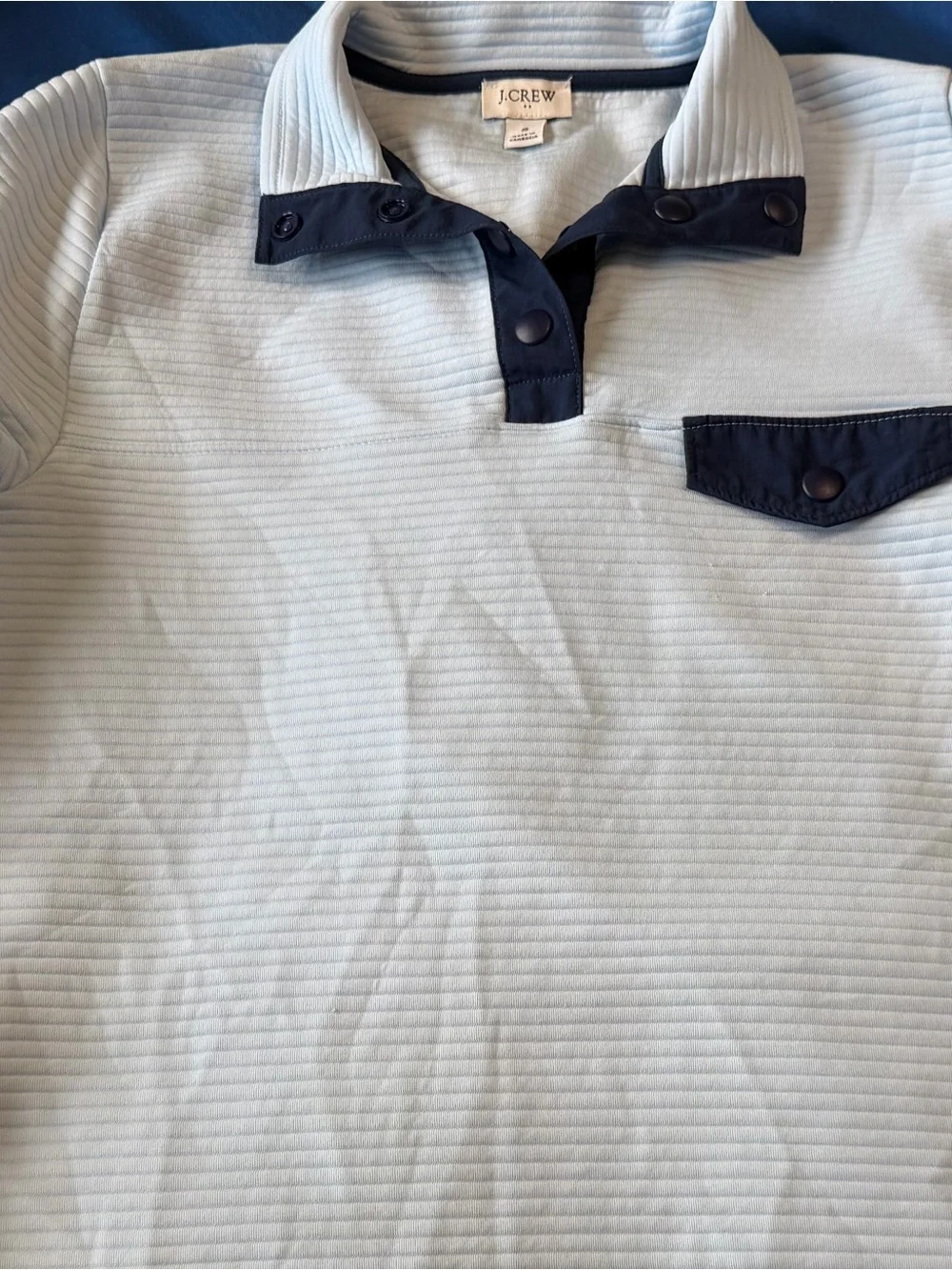 J. Crew Men’s Light Blue Polo with Navy Trim